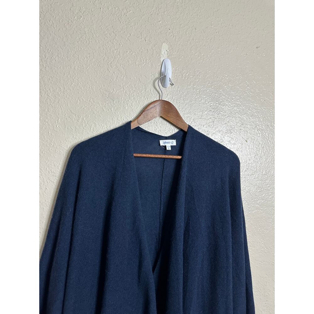 johnnie-O Louisa Wool Cashmere Draped Wrap Poncho Cardigan One Size Navy - Picture 4 of 9